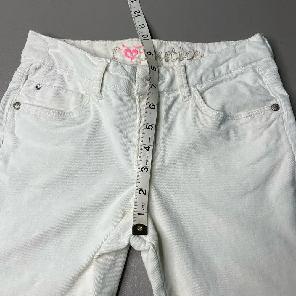 Girl's Justice Bootcut Corduroy  Jeans Low‎ Rise Cotton Blend Stretch White 12 R